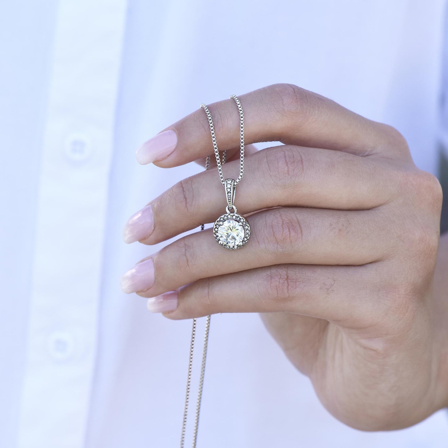 Zirconia Crystal White Gold Necklace